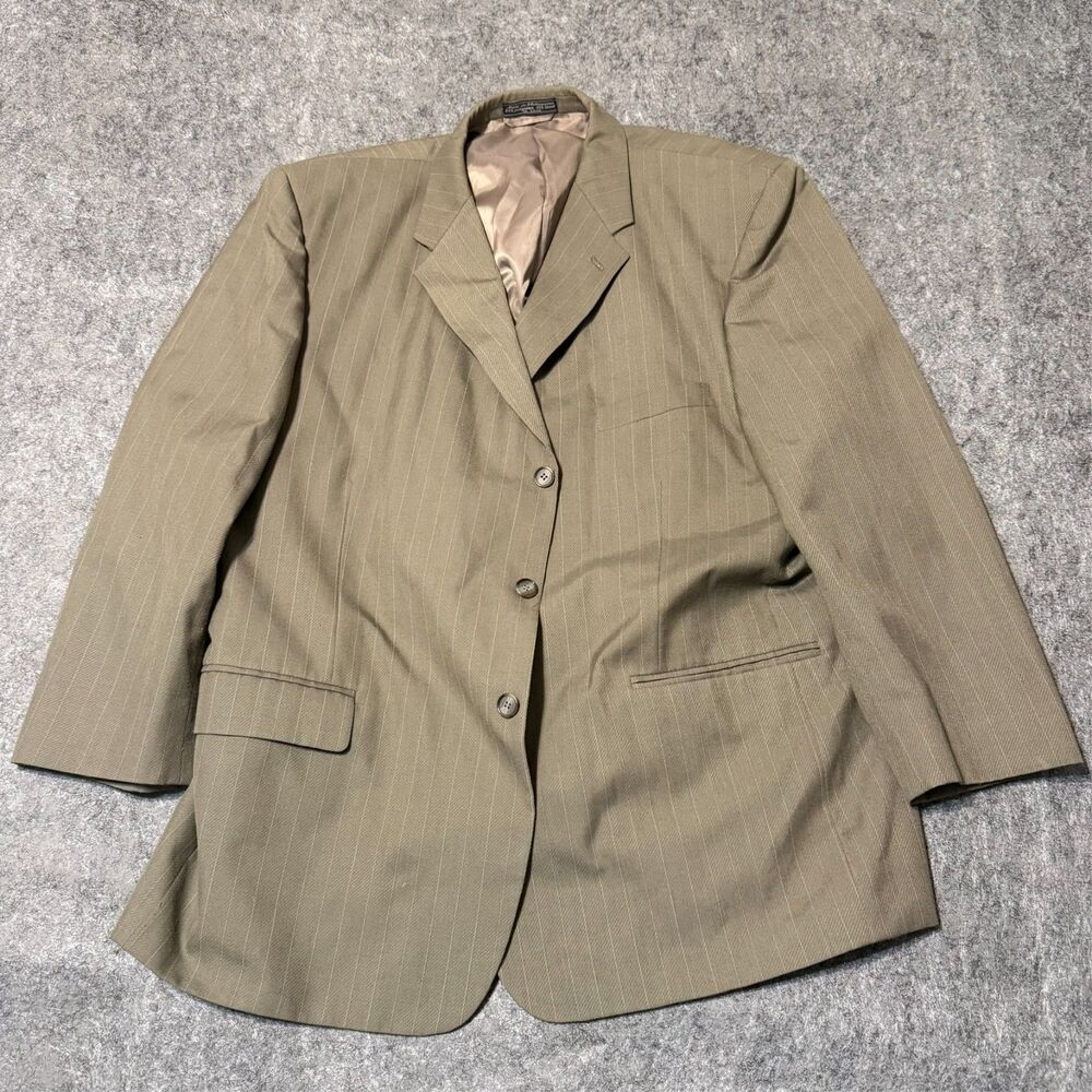 Vintage Stanley Blacker Mens Jacket Blazer Size 52R/47W Brown Striped Sport Coat